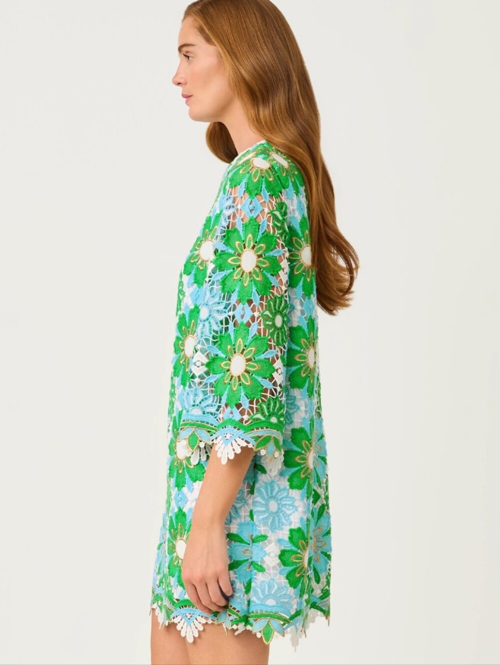 NWT Lilly Pulitzer Jouri 3/4 Sleeve Lace Dress Putting Green Sunshine Tile Lace - Picture 4 of 14